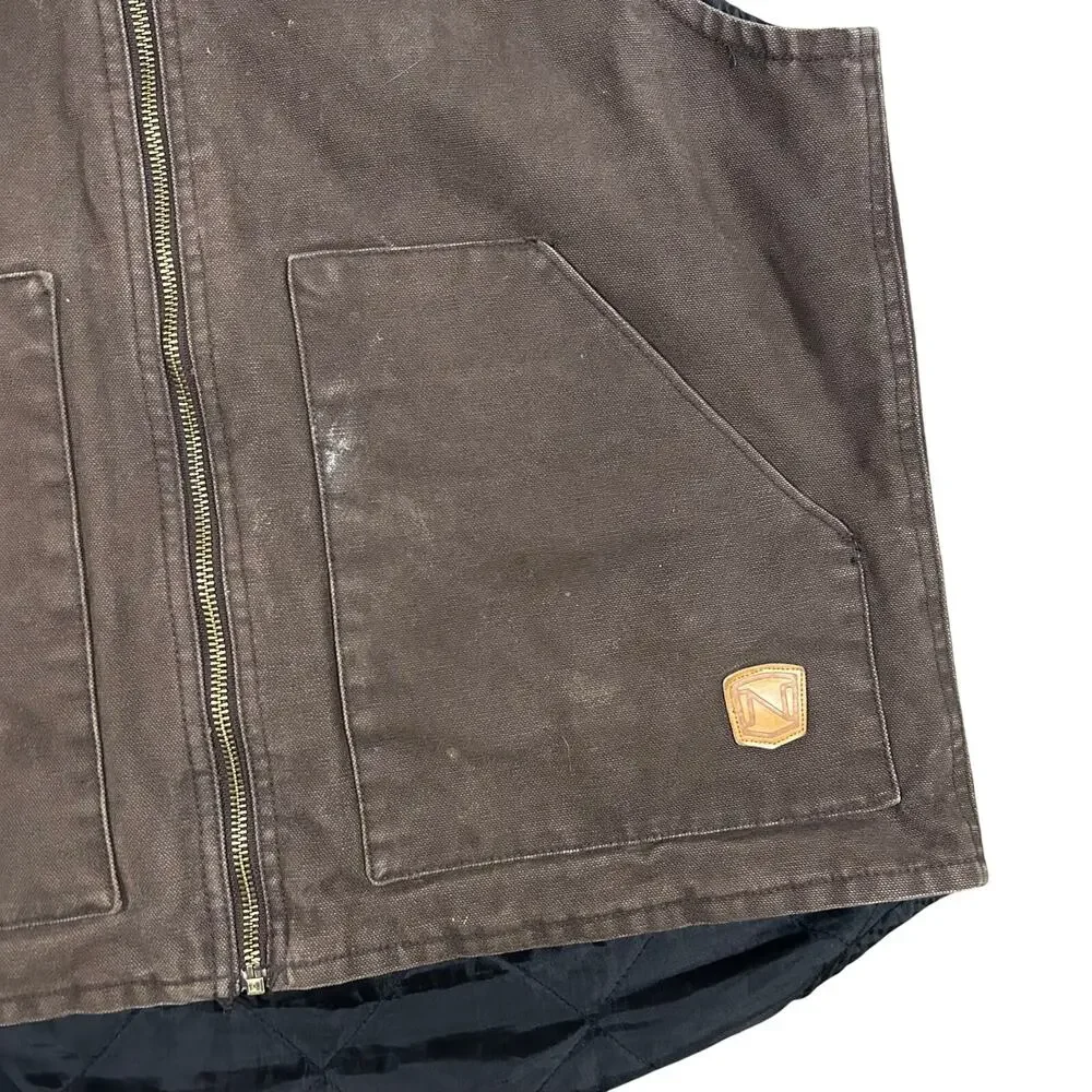 Noble Outfitters Canvas Vest Brown Men’s Medium Quilted Workwear Zip Vintage